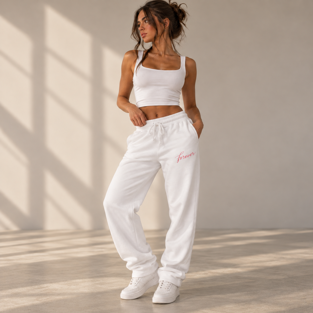 ON1Y FOREVER EMBROIDERED FLEECE SWEATPANTS