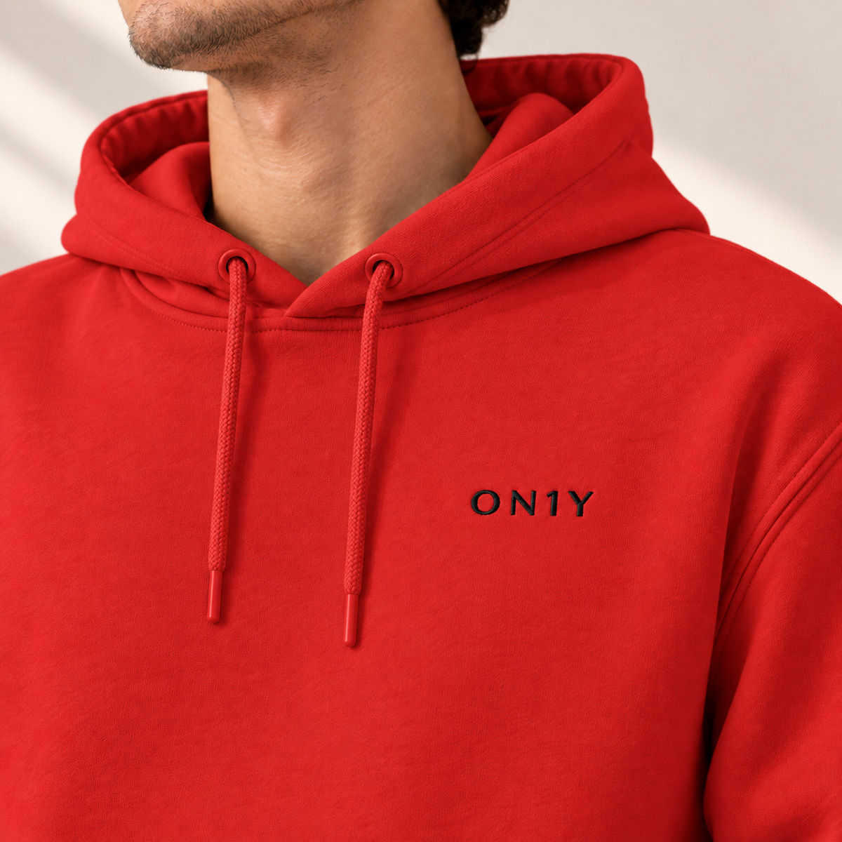 ON1Y BLACK EMROIDERED HOODIE